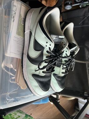 Nike Dunk Low Mint Green and Black Leather Sneakers